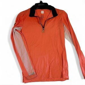 Peachy Orange Quarter-Zip Long Sleeve Top